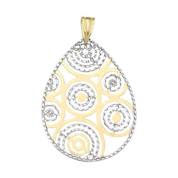 10K Gold and Silver Circular Pattern Pendant