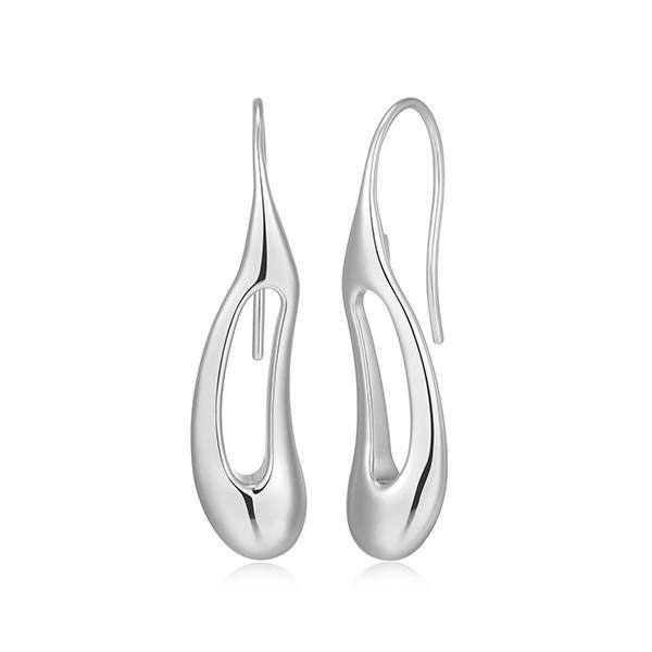 ER2LCUVA0-W Sterling Silver OASIS Puffy Open Fish Hook Earrings
