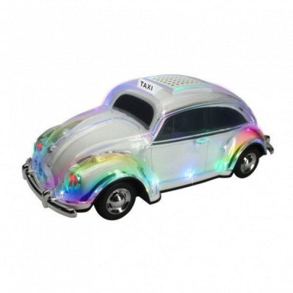 Crystal Clear Beetle Style Design Taxi Car Portable Bluetooth Speaker KIWS1937 for Phone, Device, Music, USB - White