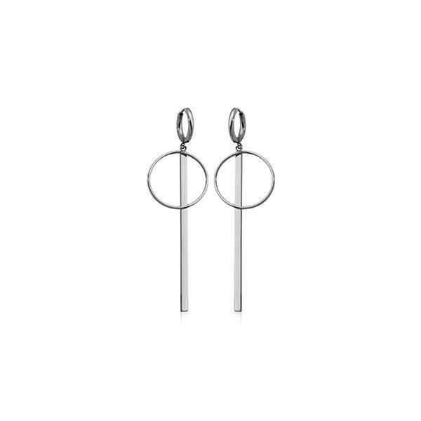 CJ Steelx Bar Disc Huggie Stainless Steel Earrings
