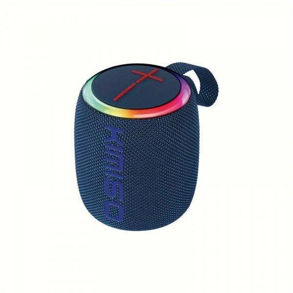 Portable Bluetooth Speaker with RGB LED Light - Round Drum Design for Wireless Audio Streaming KIKMS215 for Universal Cell Phone And Bluetooth Device - Blue