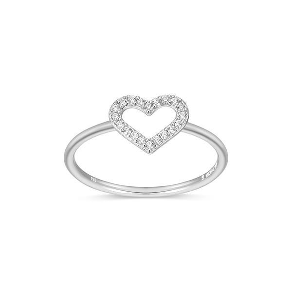 CJ Monte sterling silver lab­-created diamond open heart ring - Size  7