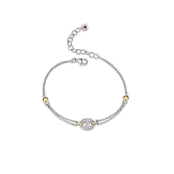 BR1LAMY-2T "Espion" Two-tone Sterling Silver with Pave Cubic Zirconia Bracelet