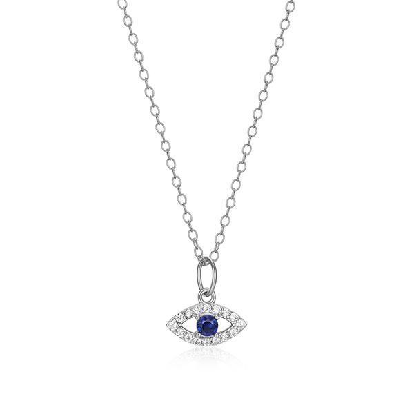 CJ Monte sterling silver lab­created diamond & created sapphire evil eye necklace