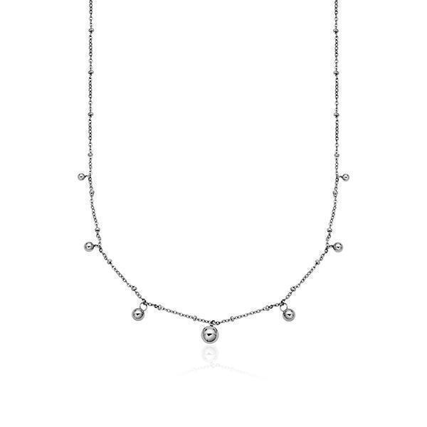 CJ Steelx Bead Droplet Necklace - Silver