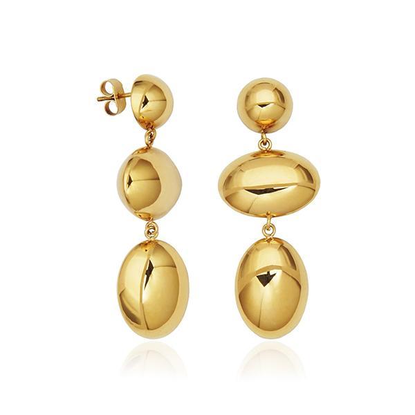 CJ STEELX Puffy Oval Drop Statement Earrings - Gold