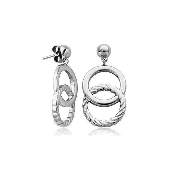 CJ Steelx Interlock Drop Earring - Silver