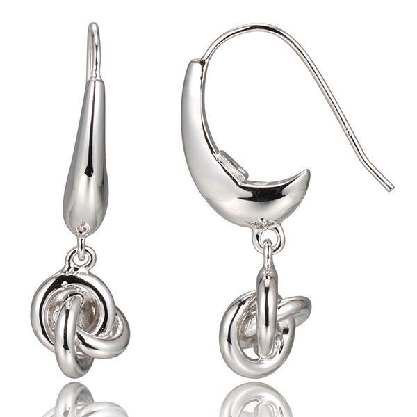 ER2LBL6A0-W Sterling Silver Single Knot Fishhook Earrings