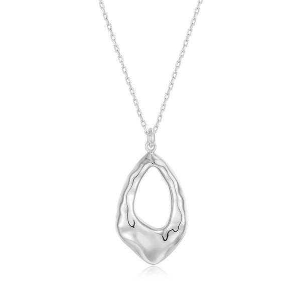 NR0LC18A0-W-17 Sterling Silver CELESTE Free Form Open Pear Shape Pendant Necklace Size 17