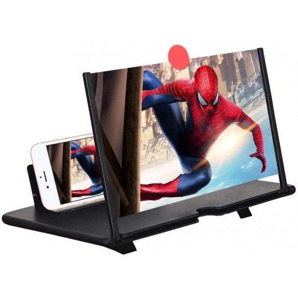 12 inch Plate Universal Screen Magnifier Amplifier 3X HD Mobile Phone Magnifier Projector Screen Foldable Phone Stand - Black