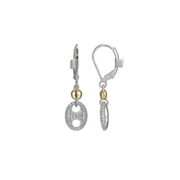ER2LCQB-2T "Espion" Sterling Silver Marine Link Cubic Zirconia Drop Earrings