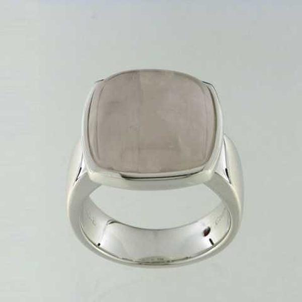 RR4L501AT-W-7 Sterling Silver Genuine Pink Square Mother of Pearl Ring Size 7