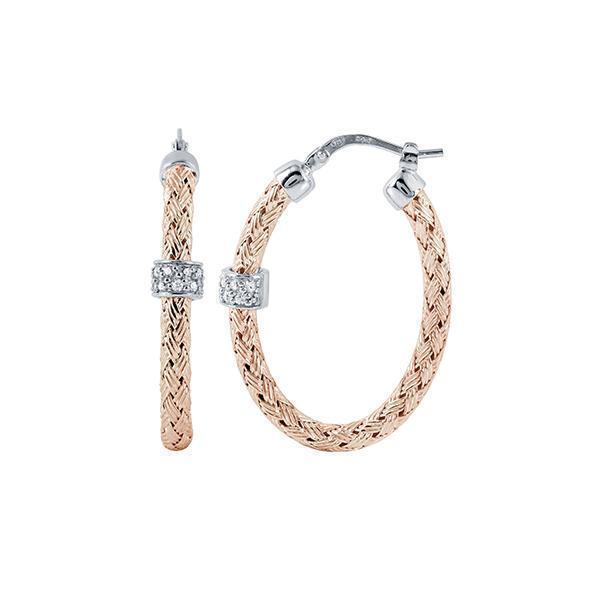 ECGS2Q00F-2T Diamondlite Sterling Silver "TORINO OVAL 35" 3mm Woven Oval Hoop Earrings