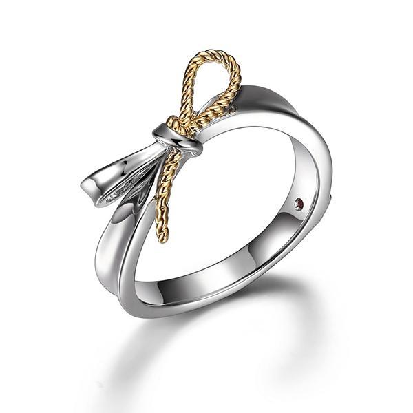 RR4LA7GA0-2T-9 Sterling Silver Ribbon Two Tone Ring Size 9