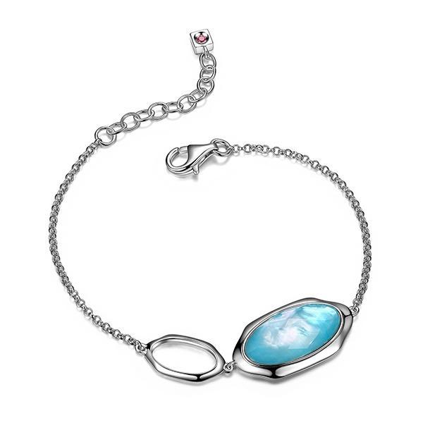 BR1LACFG-W-6.75 Glacier Mother of Pearl and Crystal Doublet Bracelet Size 6.75