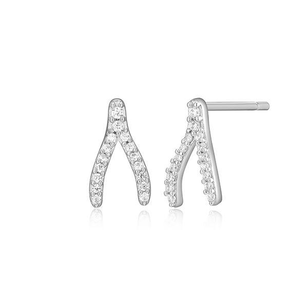 CJ Monte sterling silver lab­-created diamond wishbone stud earrings