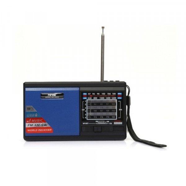 Multifunctional Bluetooth Speaker with AM/FM Radio, Solar Charging, and Built-in Flashlight KINS2040 for Universal Cell Phone And Bluetooth Device - Blue