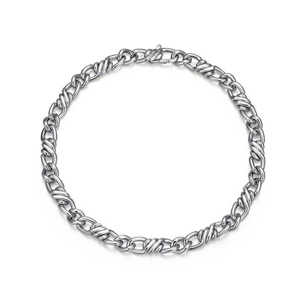 Sterling silver CJ Ethos ITALIAN CHAIN rhodium plated fancy curb chain