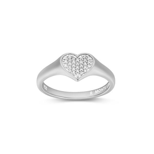 CJ Monte sterling silver lab­-created diamond pave heart ring - Size 8