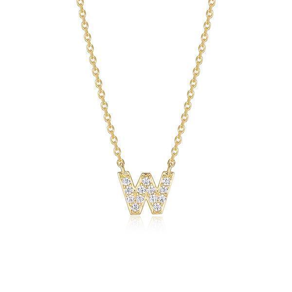 Diamondlite Cubic Zirconia Mini Initial W Necklace - Gold