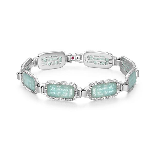 BR1LAQDG-W-6.75 Allure Cubic Zirconia and Amazonite Halo Link Bracelet Size 6.75