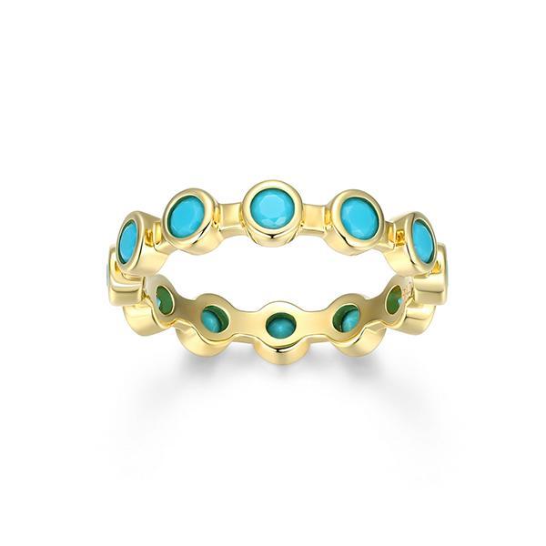 R34ASAVGK-Y-7 Sterling Silver Round Turquoise Nano Eternity Band Size 7