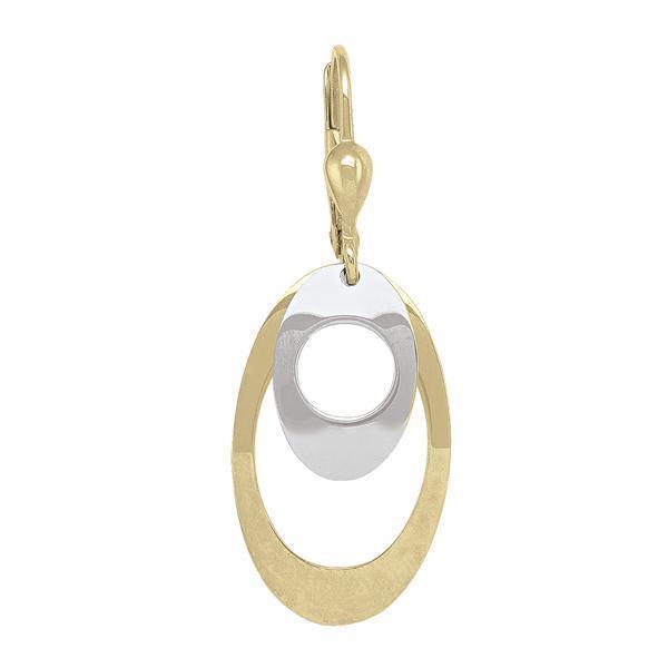 10K Gold and Silver Oval Shape Fashion Drop Earrings - 2.4gm
