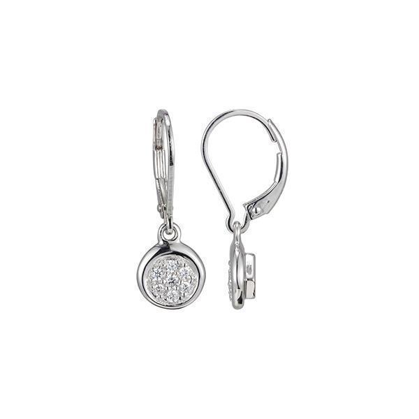 ER2LBJL-W "Scintillation" Sterling Silver Micro Pave Cubic Zirconia Circle Leverback Earrings