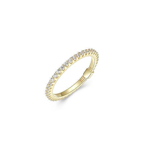 R34LAF8-Y-8 "Stardust" Clear Cubic Zirconia Skinny Eternity Ring - Gold