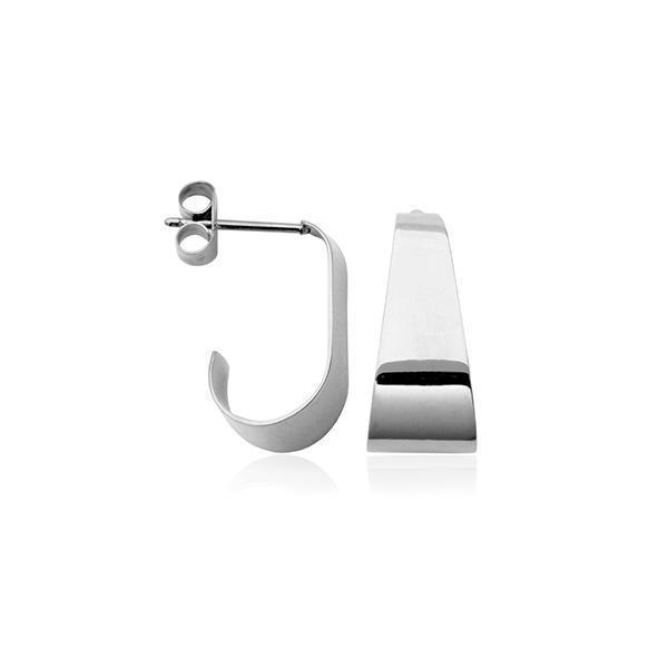 CJ STEELX Polished Curl Earrings - Silver