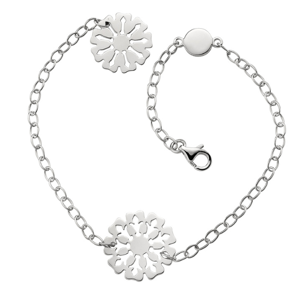 BR1LA12A-W-8.5 Medallions Plated Flower Bracelet Size 8.5