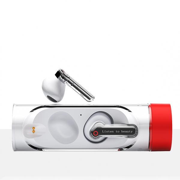 Sleek Capsule Design TWS Bluetooth Wireless Earbuds Ultimate Sound Superior Audio KIBW08 for Universal Cell Phone And Bluetooth Device - White