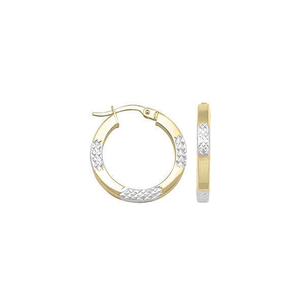 14K Two Tone Gold Hoop Earrings