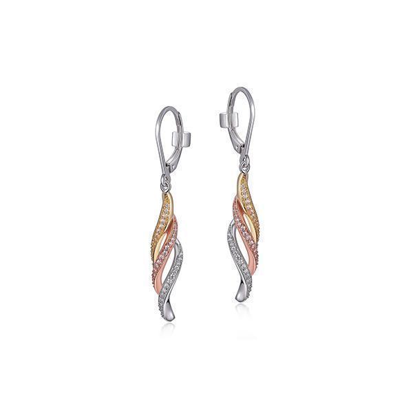 ER2LC5T-3T "Ocean" Sterling Silver Twisted Cubic Zirconia Leverback Earrings