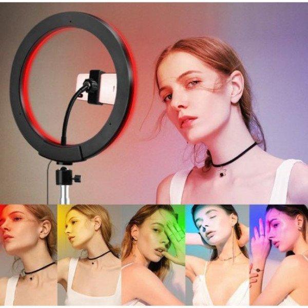RGB Light 10 inch Selfie Ring Light with 3 Cell Phone Holders for Live Stream, Makeup, YouTube Video, Photography TikTok, & More Compatible with Universal Phone - No Stand - RGB