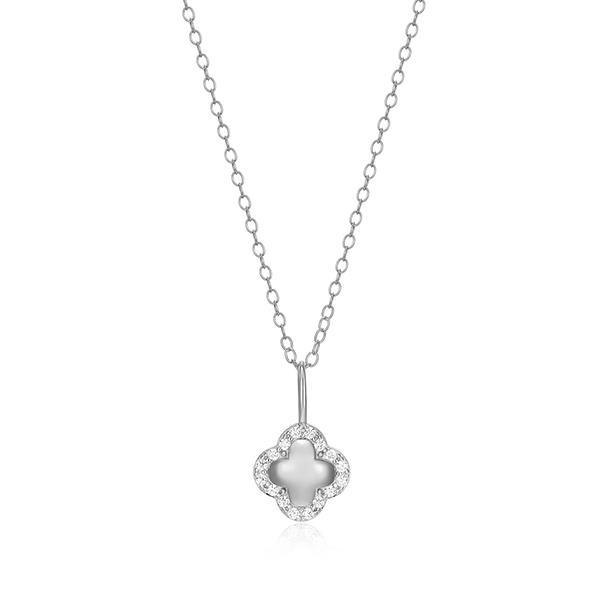 CJ Monte sterling silver lab­created diamond four leaf clover necklace
