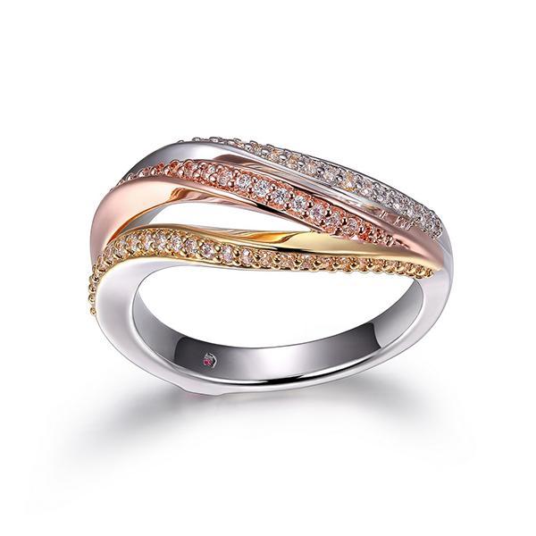 RR4LA6W00-3T-7 Sterling Silver Three Tone Wrap Ring Size 7