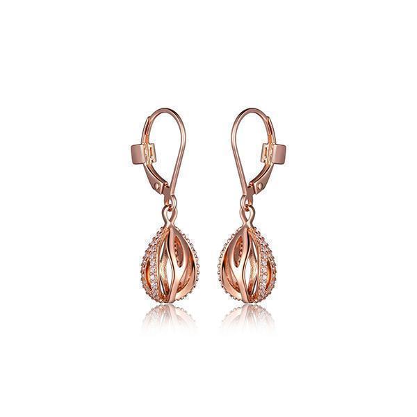E32LC9H-R "Moon Shadow" Sterling Silver Cubic Zirconia Cage Teardrop Leverback Earrings