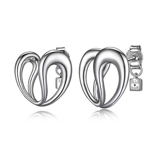 ER2LCD4A0-W Sterling Silver CARAMEL Heart Stud Earrings
