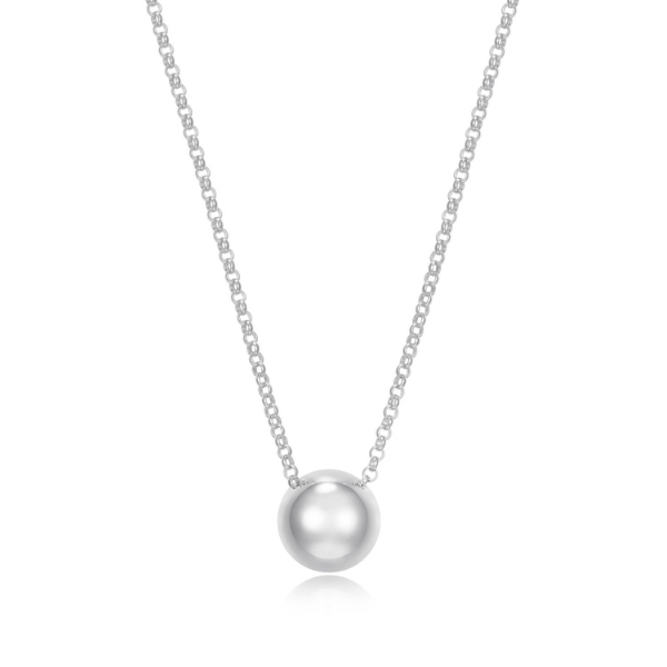 NR0LC07A-W Genesis Half Ball Pendant Necklace