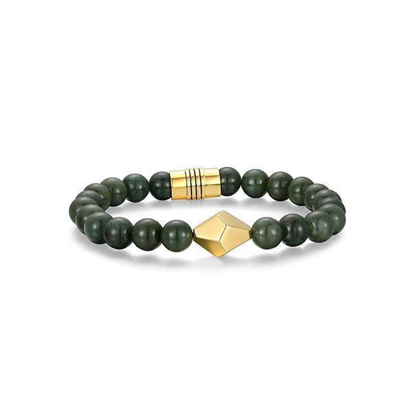 Sterling silver CJ Ethos STRATA jade and silver faceted beads bracelet