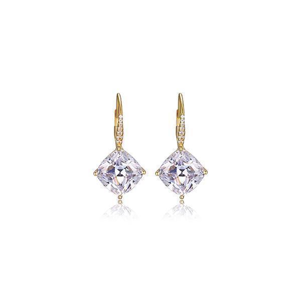 Diamondlite Cubic Zirconia 10mm Cushion Pav√© Leverback Earrings - Gold