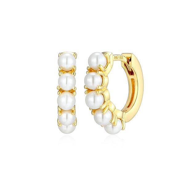 E32AUV3BG-Y Sterling Silver 11mm Pearl Huggie Earrings