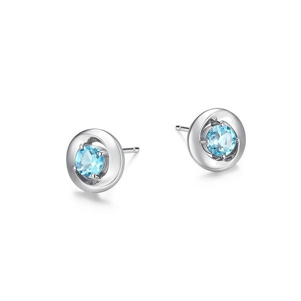 ER2LCSX12-W Sterling Silver SWIRL 5mm Round Blue Topaz Stud Earrings