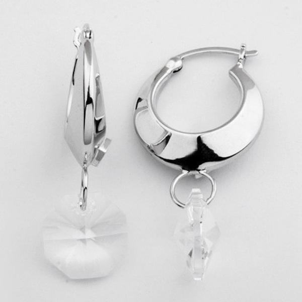 ER2LAY7C-W Projections White Crystal Hoop Earrings