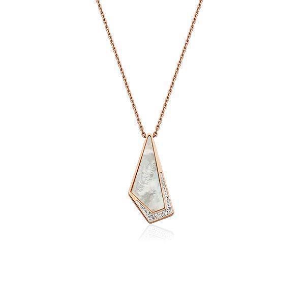 CJ Steelx Mother of Pearl Geometric Necklace - Rose Gold
