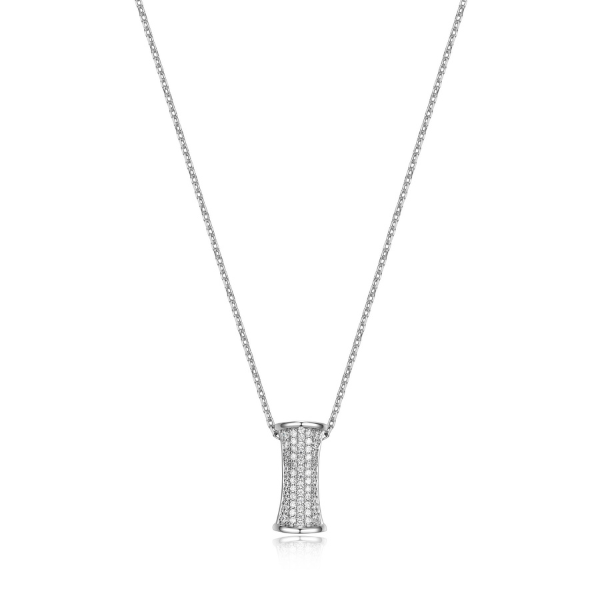 NR0LBVL0-W Cubic Zirconia Small Bamboo Pendant Necklace