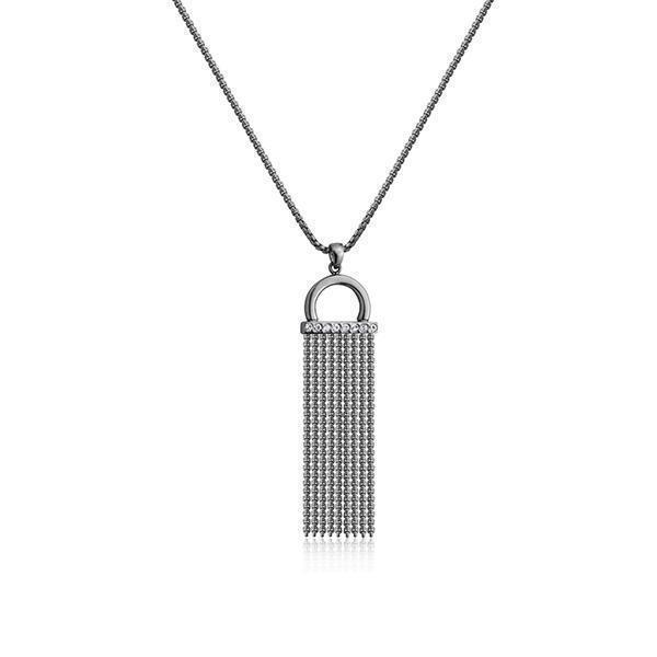 CJ Steelx "Skyfall" Tassel CZ Necklace - Silver