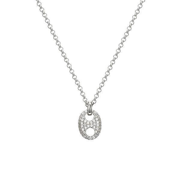 NR0LBUY-W "Espion" Sterling Silver with Pave Cubic Zirconia Necklace