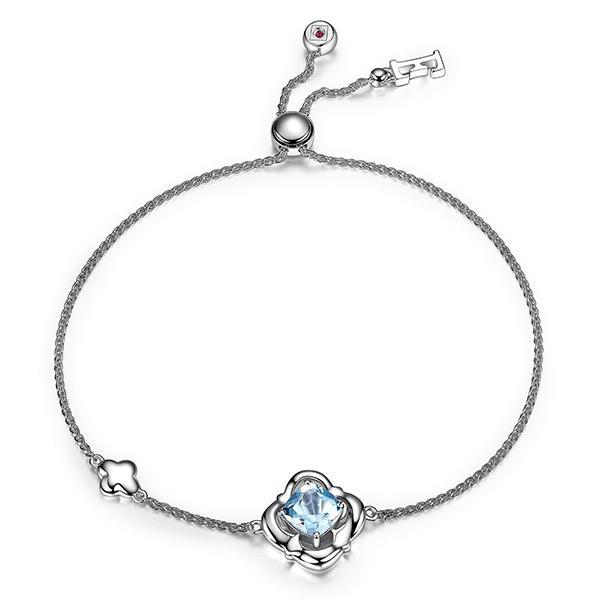 BR1LACD1-W-9 Compass Rose Topaz Clover Bolo Bracelet Size 9